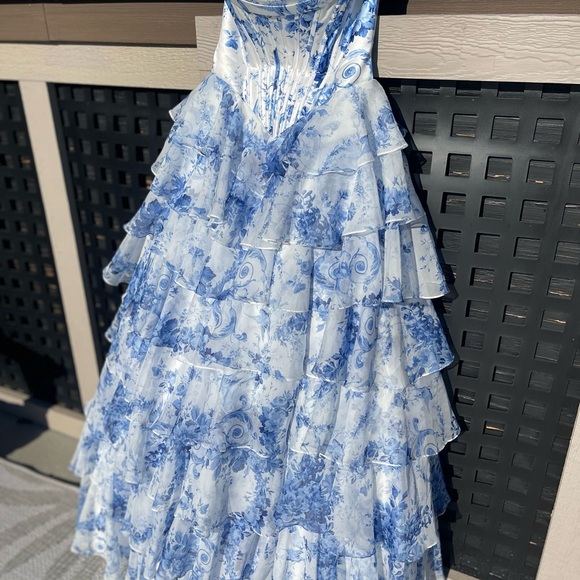Sherri Hill Dresses & Skirts - Sherri Hill Blue and White Floral Prom Dress